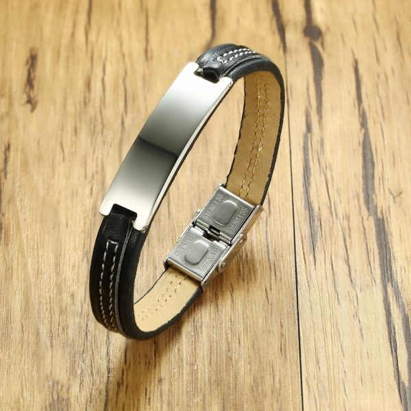 BRACCIALE CUOIO E ACCIAIO PERSONALIZZATO 2