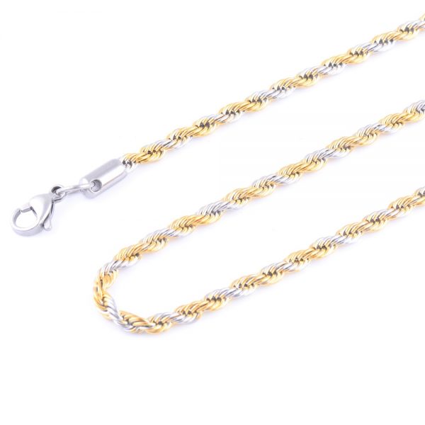 Trasporto Libero Oro Argento Tono Catena Della Corda di Alta Qualità In Acciaio Inox Collana Corda Catena Per Le Donne Degli Uomini Dei Monili Regalo