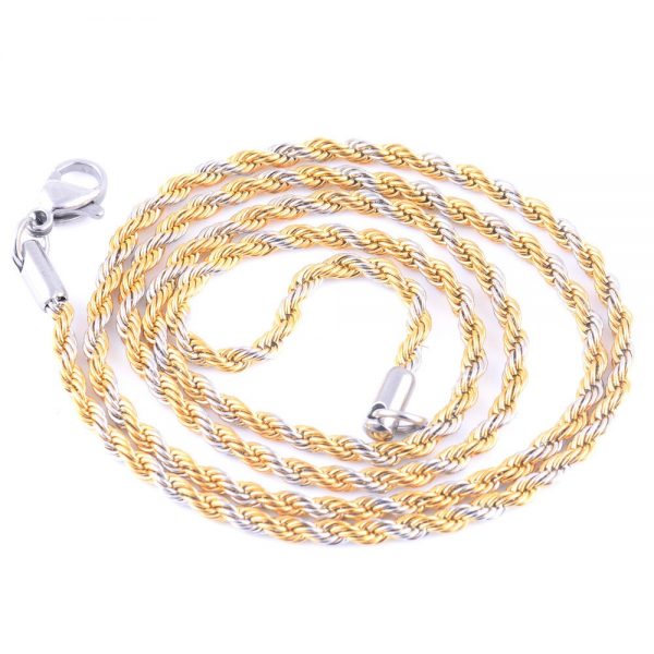 Trasporto Libero Oro Argento Tono Catena Della Corda di Alta Qualità In Acciaio Inox Collana Corda Catena Per Le Donne Degli Uomini Dei Monili Regalo 2