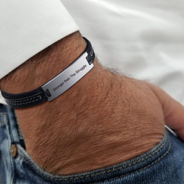 BRACCIALE CUOIO E ACCIAIO PERSONALIZZATO 1