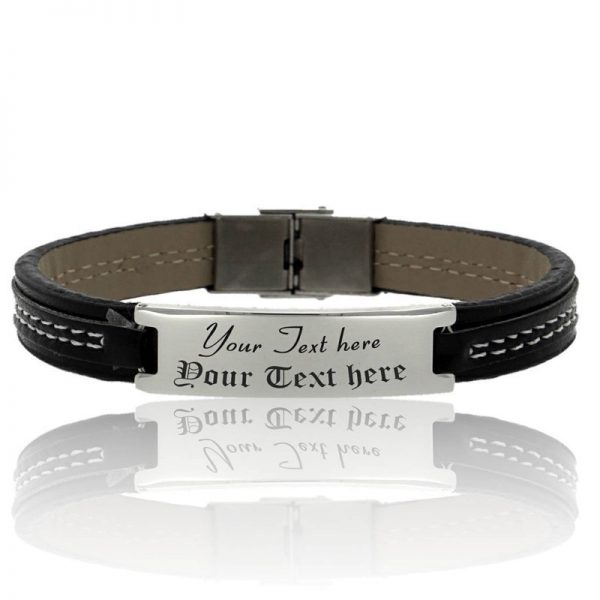 BRACCIALE CUOIO E ACCIAIO PERSONALIZZATO